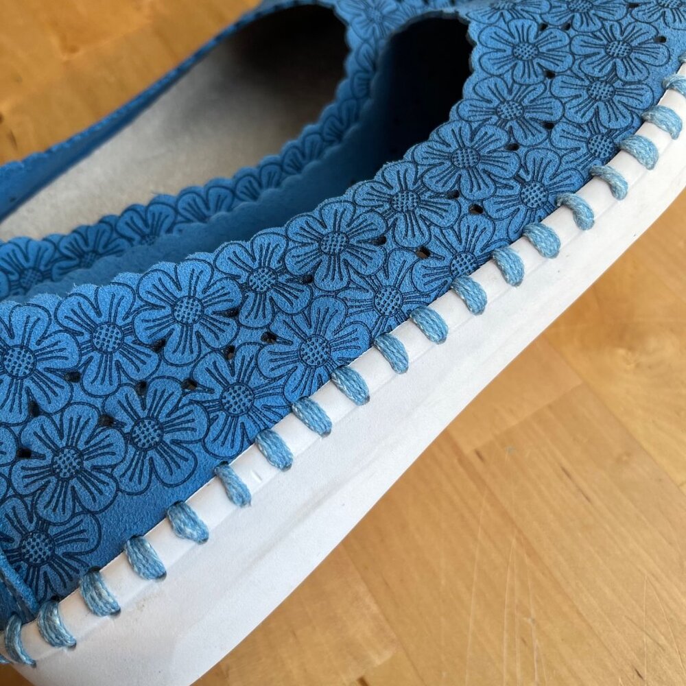 SIZE 6 36 Patrizia Spring Step Grazana Ballerina Slip-On Blue Laser Cut  Shoes - Picture 4 of 10